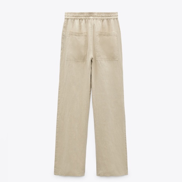 NWOT Zara Ecru Relaxed Linen Pants - Picture 3 of 5